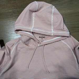 Rhone Men's XL Seersucker Camp Lightweight Hoodie Pullover in Red White Striped